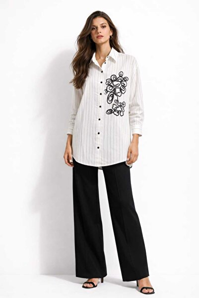 EGZOTİK ASORTİK Striped Embroidered Shirt