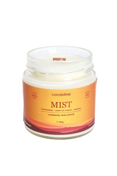 Candelina Lumanare parfumata soia cu fitil lemn, Candelina, MIST - Chihlimbar...