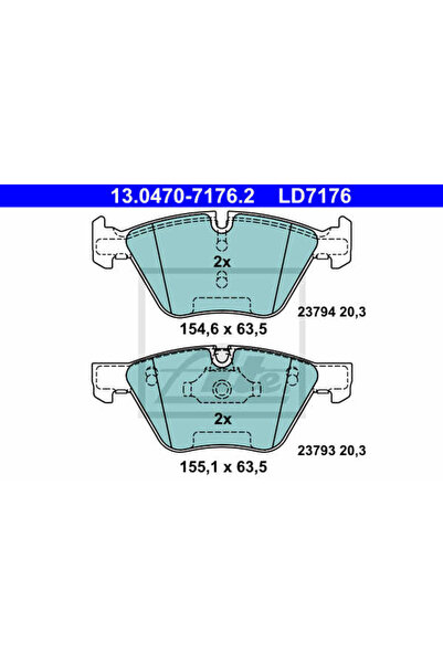 Ate Σετ τακάκια φρένων, δισκόφρενο 13.0470-7176.2 BMW 5/5 Touring