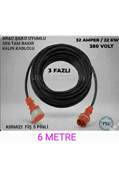 HES KABLO ARAÇ ŞARJI UYUMLU TRİFAZE 380 VOLT (1-10 METRE ARASI) 5x6 HES YÜZDE...