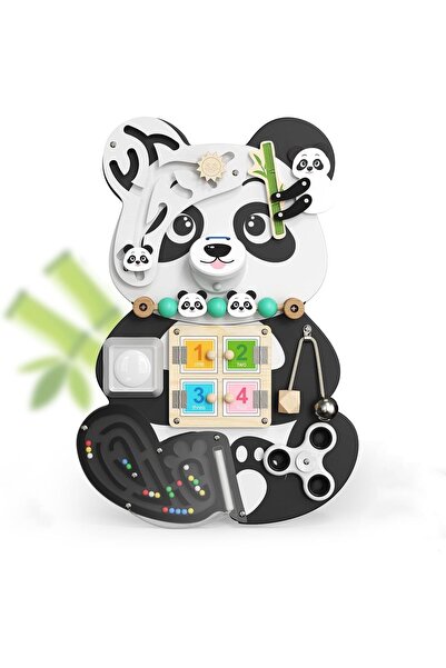 OEM Tablă de lucru Montessori din lemn cu panda – 12 activități