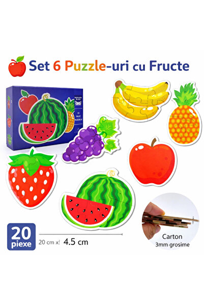 OEM Set de puzzle-uri cu fructe, format din 6 piese, pentru copii mici (carto...