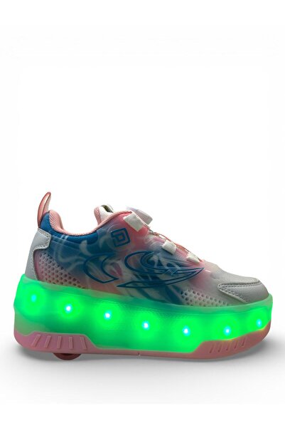pepino 2227 Orthopedic Girl's White/Pink Light-Up Wheels Sneakers