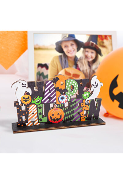 FAMİLY Halloween Wooden Shelf Decor - "Happy Halloween" - 17 x 10 x 4 cm