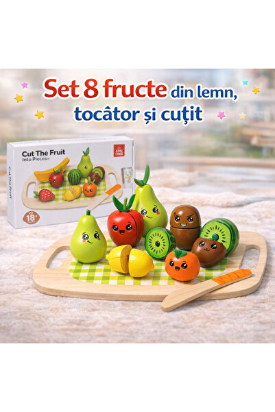 OEM Set de fructe din lemn cu tocător și cuțit
