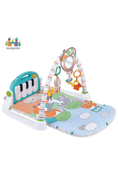 OEM Covoraș de joacă albastru 4 în 1 pentru bebeluși cu pian muzical