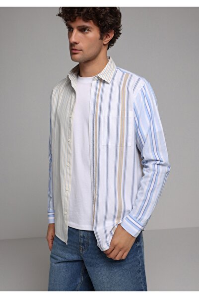 Colin's Relaxed Fit Shirt Neck Striped Men's Multicolor Long Sleeve Shirt