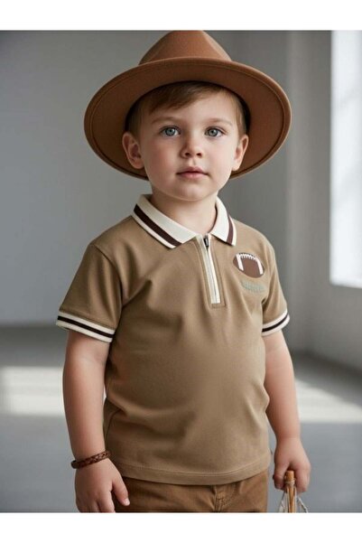 Zekids Boy's Zippered Collared T-Shirt