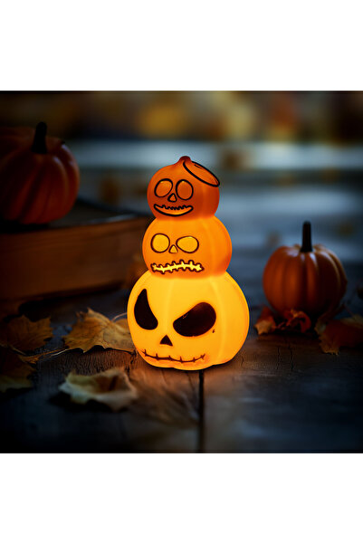 OEM Decorațiune luminoasă de Halloween - dovleac - LED alb cald - 12 x 7,5 cm...