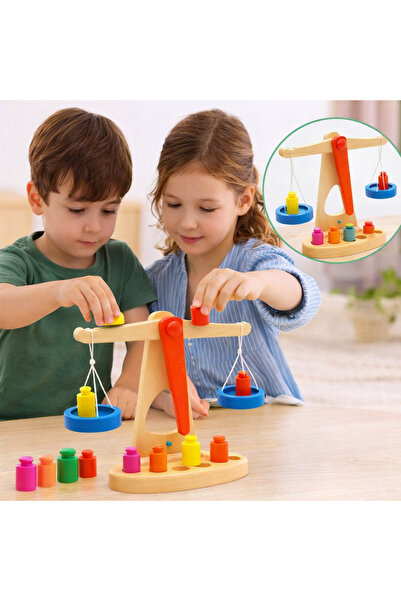 OEM Cântar din lemn cu greutăți - Jucărie educativă