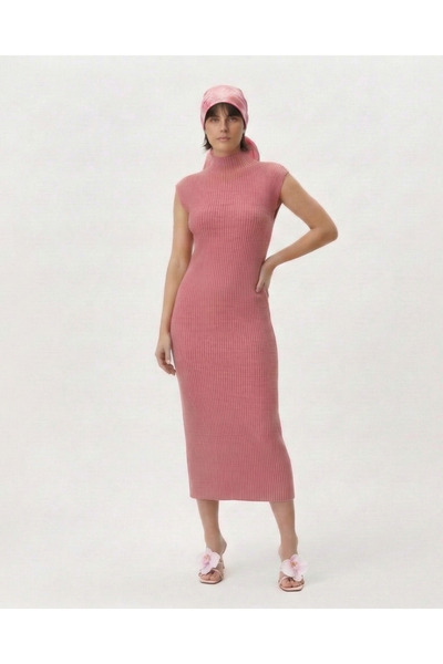 Neden Tekstil Modern Fit Zero Sleeve Half Turtleneck Knit Dress