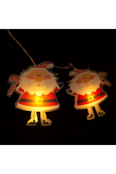 FAMİLY Șir de lumini LED - Moș Crăciun - 10 LED - 1,35 metri - alb cald - 2 x AA