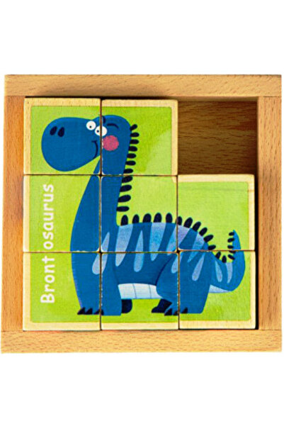 OEM Blocuri de puzzle din lemn cu dinozauri – Set educativ cu 8 piese