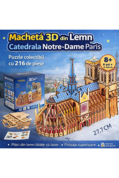 OEM Model puzzle 3D din lemn – Catedrala Notre-Dame