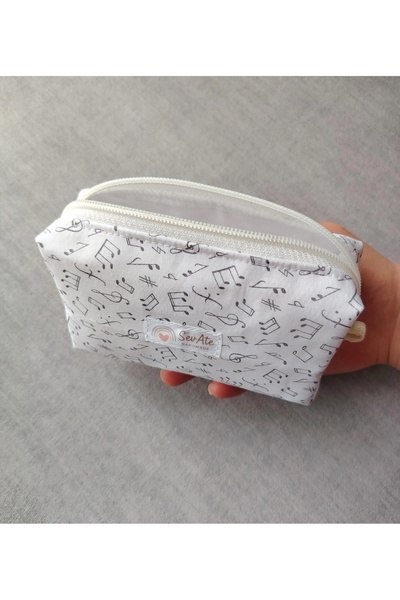 Handmade Müzik Notalı Küçük Boy Hijyen Çantası/Cüzdan/Çanta İçi Düzenleyici F...
