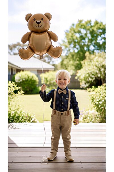 Sinem Çeyiz Terry 6215 Boy's Beige Navy Blue Bow Tie Suspender Trousers Shirt...