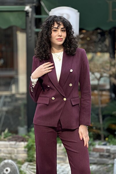CurcunaShop 6265 women's Gabardine six-button Double-Breasted jacket
