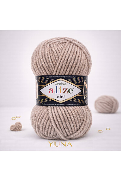 Alize Sperlana Midi Medium Thick Knitting Yarn 207 Light Brown Melange
