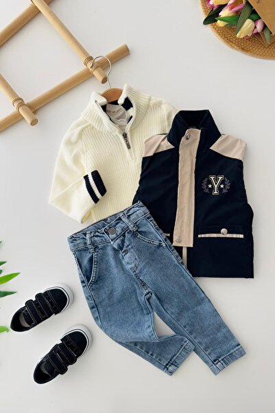 Minigimin Cicileri My Little Boy's Cicileri Y Embroidery Detailed Quilted Ves...