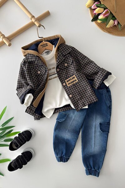 Minigimin Cicileri Miniğimin Cicileri Babyland Hooded Sweatshirt, Plaid Jacke...