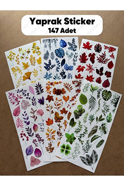hdsticker 147 Adet Yaprak Temalı Sticker Ajanda Planner Bullet Journal Renkli...