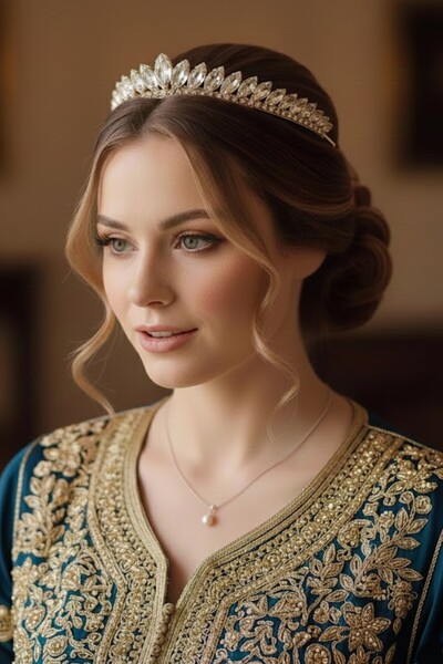 CAŞ DEKORASYON Zircon Stone Promise Engagement Henna Bridal Crown