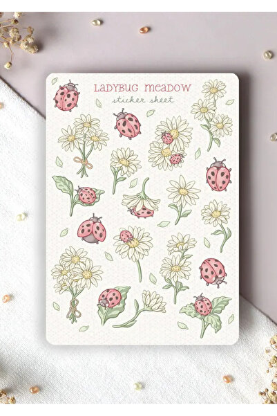 LABELOVE Ladybug Meadow Sticker Seti A5 – Uğur Böceği ve Papatya Temalı Dekor...