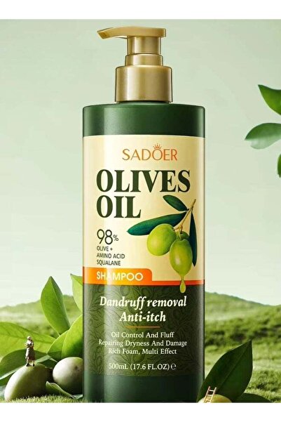 SADOER 500ML Olive Oil Shampoo, 98% Olive Oil with Amino Acid Squalane for Da...