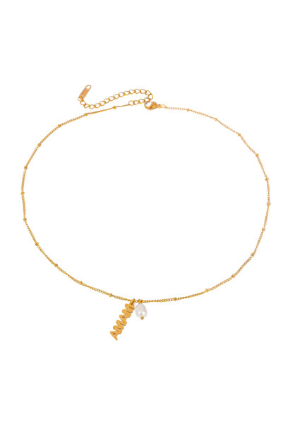 Eva Grace Colier Selena, auriu, cu perla si pandantiv "Mama", din oțel inoxid...