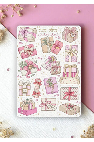 LABELOVE Cute Gifts Pembe Hediye Kutuları Sticker Seti – A5 Planner, Ajanda v...