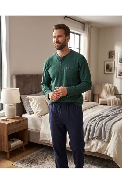 Erse FİTİLLİ SELANİK DOKUMA KIŞLIK ERKEK PİJAMA TAKIM 304