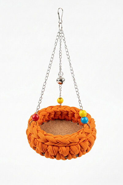 Mivra Pets Turuncu El Örgüsü Zilli Kuş Hamağı - Muhabbet Kuşu ve Cennet Papağ...