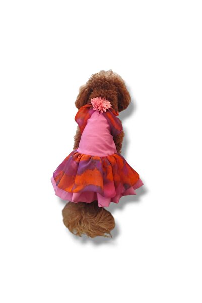 STE Şifonlu Çiçek Detaylı Dişi Köpek Elbisesi – Özel Tasarım - Bayram Elbises...