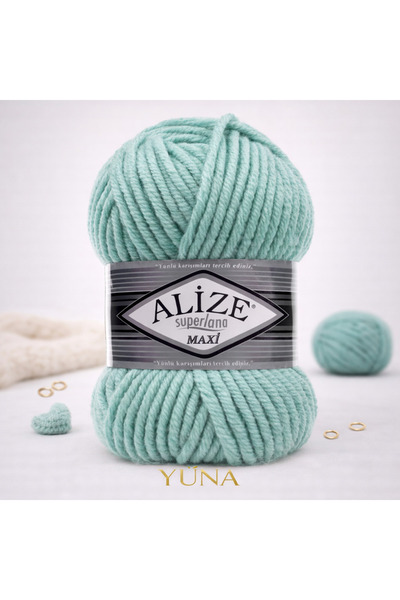 Alize خيط حياكة شتوي سميك من سوبرلانا ماكسي 463 أخضر نعناعي