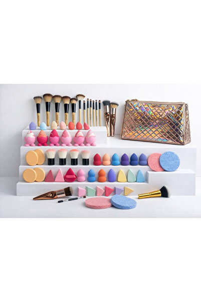 OEM Complete set of makeup brushes and beauty blender sponges with cosmetic W...