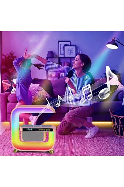 Generic G Square Shape Bluetooth LED Speaker with RGB Mood Light and Wireless Charging Dock