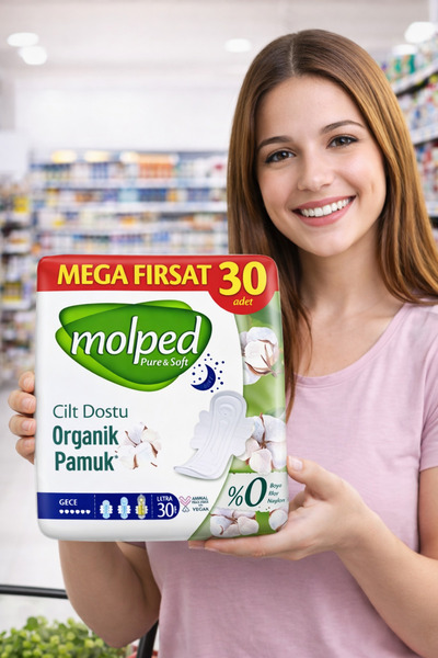 Siverek Gross Molped Pure & Soft Skin-Friendly Organic Cotton Night Sanitary Pads 30 Pieces Mega Deal