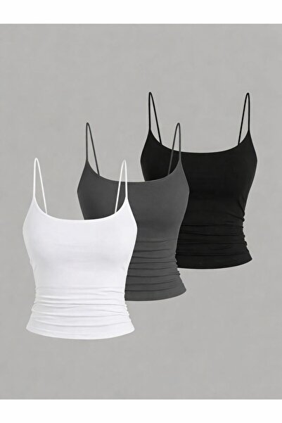 Machetta Women's Rope Strap 3-Piece L Stretch Fabric Blouse