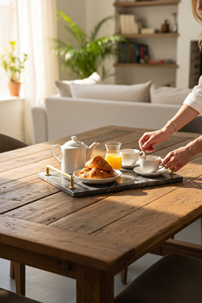 Akayev Marble Anthracite Aura Matte Gold 30X20 cm Tray