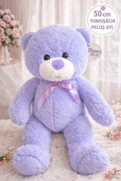 Aksoy Toys 50 Cm Mor Renkli Peluş Ayı Yumuşacık Dolgulu Pamuk Kumaş Uyku Arka...