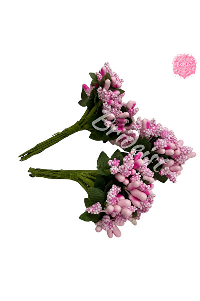 BRIDEIST WEDDING CO Pink Artificial Bud Flower Bunch | Pink Cipso 8cm | 2 Bun...