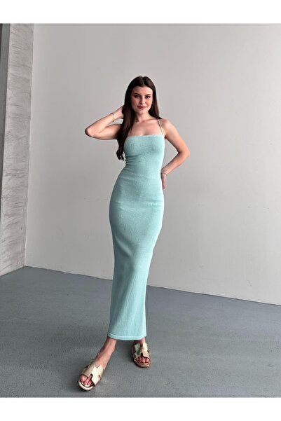 Denivy Back Strap with Crisscross Straps Laces Knit Dress