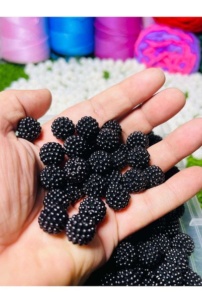 Armada 50 Pieces of Perforated Blackberry Beads Black (14 mm)