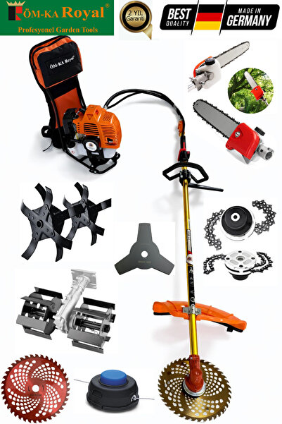 ÖM-KA Royal Benzinli Sırt Tırpan Ot Biçme Makinesi + 2 Adet Toprak Çapalama +...