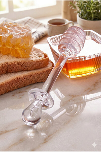 Homerest Akrilik Bal Kaşığı Kristal Tasarım Damlatmaz Şeffaf Bal Çubuğu Kırıl...