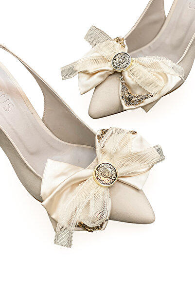 Elexus Γυναικείο σατέν φιόγκο με χρυσή αγκράφα και λεπτομέρεια στιλέτο