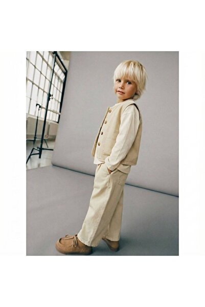 Balon Krem Renk Denim Pantolon
