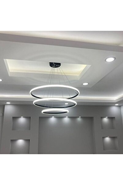 Allians Modern Halka Led Avize, Siyah, Antrasit, Gri ve Beyaz Işık Seçenekleri