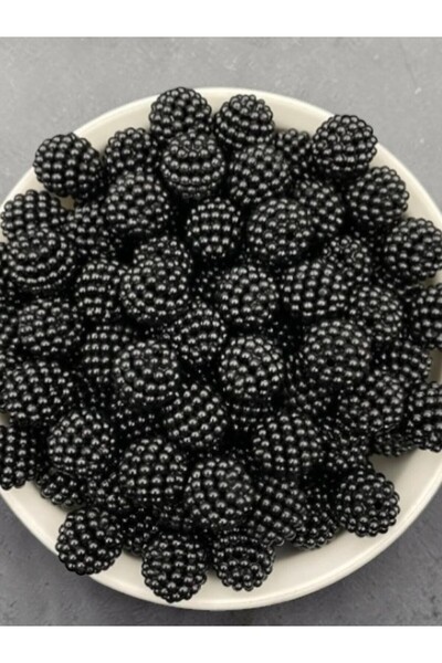 Armada 50 Pieces of Perforated Blackberry Beads Black (14 mm)