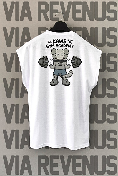 Vordevia Kaws Gym Academy Back Printed Zero Sleeve Crew Neck Sports Tshirt